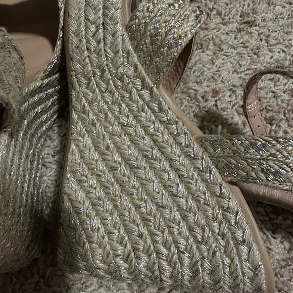 Altar'd State Metallic Woven Strap Crisscross Wedges - Picture 6 of 7